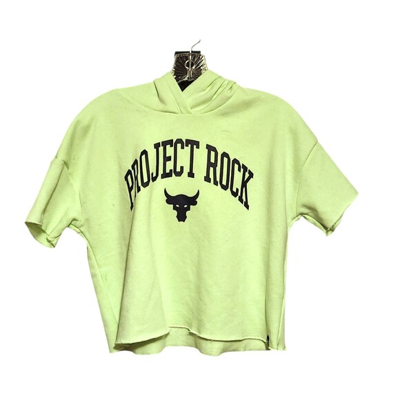 Under Armour Project Rock Cropped Fleece Hoodie Sweatshirt Green Girls Size L - Picture 1 of 7